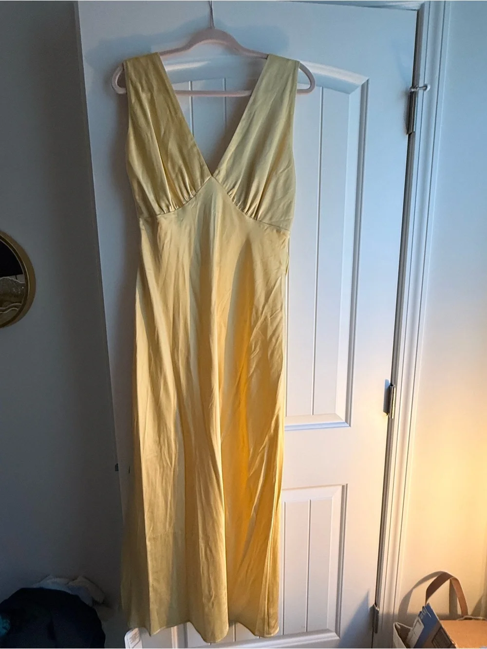 Abercrombie & Fitch Pale Yellow Cowl-Back Maxi Dress